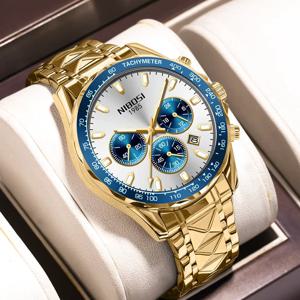 NIBOSI 럭셔리 캐주얼 시계, 최고 브랜드 비즈니스 남성 손목 시계, 날짜 시계, 방수 크로노그래프 남성 시계