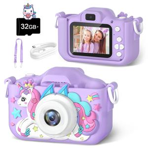 남아 및 여아용 미니 카메라, 어린이 디지털 카메라, 크리스마스 생일 선물용 32G SD 카드, 유아 비디오용 장난감