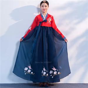 정통 한복 민속 여성 전통 의상, 한국 드레스, 우아한 공주 궁전 의상, 한국 자수 웨딩 파티