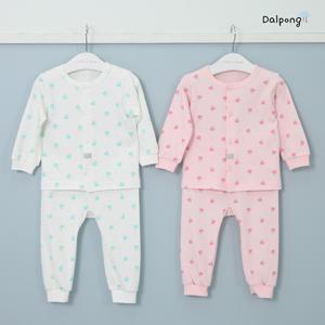 달퐁 하이튤립내의 사계절 양면 아기내의 유아 아기 실내복 순면
