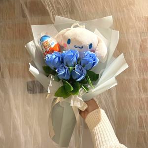 로맨틱앤 산리오 인형 꽃다발 킨더조이꽃다발  시나모롤 블루  1개