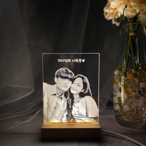 자체제작 아크릴무드등 결혼기념일 커플 부모님선물    사진 각인조명 취침 센스 얼굴 포토