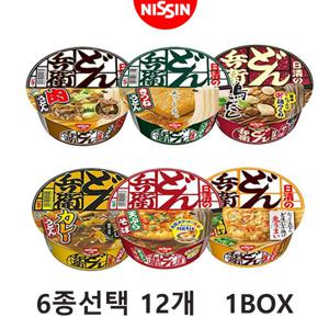 일본 닛신 돈베이 컵라면 우동 소바 6종류12개 1박스  골라담기 유부 카레 튀김 고기 컵누들 라면