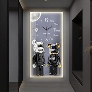 Uinox 곰돌이 시계 LED 무드등 대형 디자인 무소음 거실 고급 인테리어벽시계, (40x80cm)-A타입