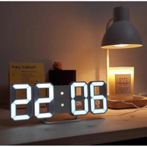 DS 인테리어 3D LED 시계 밝기자동조절 날짜 시간 온도 표시 벽시계, 화이트