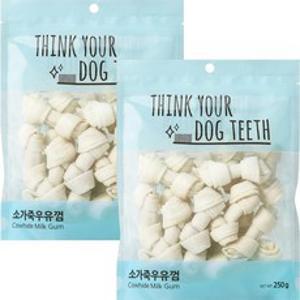 강아지 Think your dog teeth 소가죽우유껌 소형 250g 18p, 소가죽, 2개
