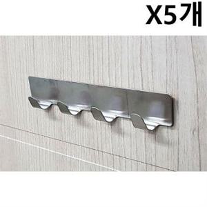 [라일리] Rly 다용도 스텐 4구 행거 X5개 부착식 후크 옷걸이 (S9612764)