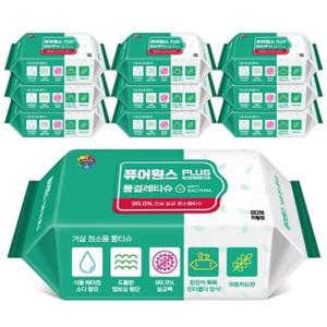 [퓨어원스+]홈케어 청소 살균물티슈 거실용 80매x10팩(리필)-손걸레