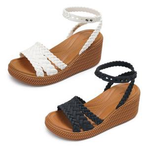 (CROCS) BROOKLYN WOVEN ANKLE STRAP WEDGE 웨지 샌들 (womens) 2종 택1