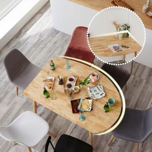 블루밍홈 고무나무 반타원 라운딩 원목 식탁 테이블 800 1200