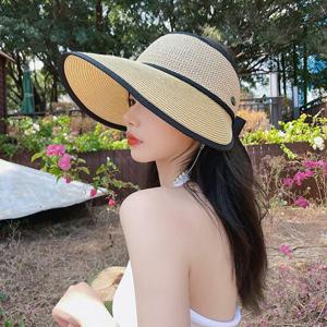 아그나 챙이 넓은 여름 밀짚 돌돌이 썬캡 비치 바캉스 여성 모자