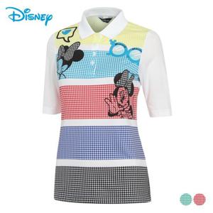 [디즈니골프] 여성 칼라 배색 포인트 티셔츠 DK2LTS043