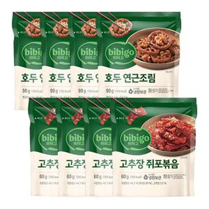 비비고 호두연근조림90g X 4개 +고추장쥐포볶음60g X 4개