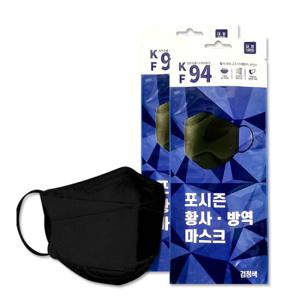 포시즌 KF94 식약처인증 일회용 황사 마스크 블랙 대형 50매입