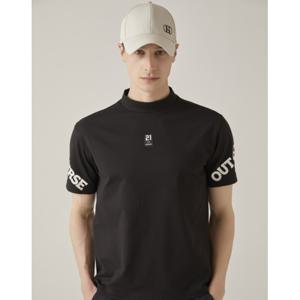 헤지스 골프 IN-COURSE블랙 남성 로고 포인트 반팔 반넥 티셔츠 HUTS3B980BK