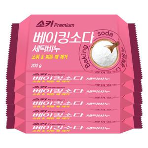 무궁화 소키프리미엄 베이킹소다 세탁비누 200g x 5개