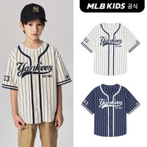 [MLB키즈]24SS 바시티 스트라이프 베이스볼셔츠 (2color) 7ABSV0143