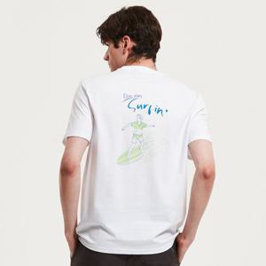 [by STCO] 남성 화이트 드로잉 아트워크 티셔츠