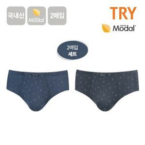 TRY 남성 맥시 삼각팬티 위버 모달 브리프 속옷 2매