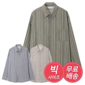 남자 빅사이즈 셔츠 멀티 스트라이프 남성셔츠 AC-SHS-Q005-베이지