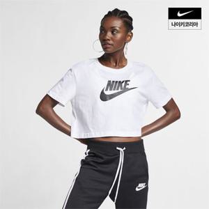 우먼스 나이키 스포츠웨어 에센셜 크롭 아이콘 클래쉬 반팔 티셔츠 AS NIKE BV6176-100