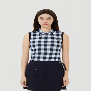 Check Sleeveless T-Shirts_Navy