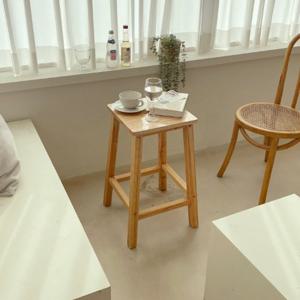 [에코상사] 고무나무 원목 사각홈바스툴 아일랜드식탁의자 카페높은의자
