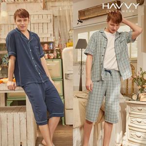 [하비] 남성 여름인견 냉감 파자마 잠옷세트