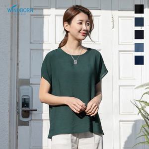 [윈드본] [~2XL]  인견 여성 시원한 홈웨어 반팔 솔리드 블라우스 8종 택1