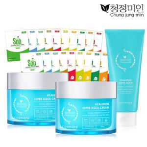 [청정미인] 히아루론 수분크림 200g 2개+폼클렌징 200g+마스크팩 20매