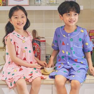 [우일인견] 시원한 인견 아동 도형 파자마 홈웨어 잠옷 상하세트