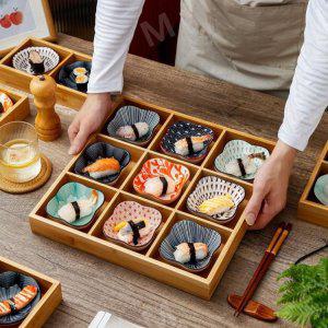 일본식 분할도시락과 9가지 꽃접시 일식플레이팅 오마카세 도시락 반찬분리 안주접시 앞접시