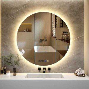 욕실 LED 원형거울 욕실 세면대 화장대 파우더룸 벽걸이 간접 조명 인테리어