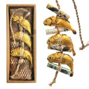 국산 황금굴비 세마리 모빌 (용돈봉투 자린고비 인테리어장식 전통 소품 아이디어선물)