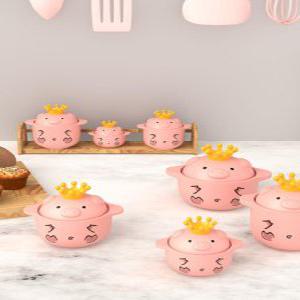 돼지냄비 핑크 돼지뚝배기 캐릭터 냄비 세라믹 양수