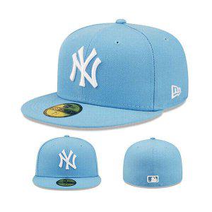 뉴에라 양키스 모자 5950 NewYork Yankees Fitted Hat MLB League Basic Sky Blue White Logo Cap 미국 정