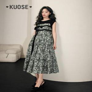 KUOSE 쿠오세원피스 페이크투피스 플로럴 드레스 그린 KSB2403045