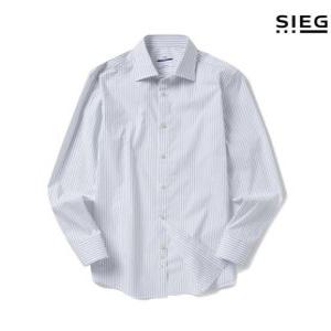 [지이크] 그레이 심플 스트라이프 세미 와이드핏 긴팔 셔츠 (PEBAA5508)