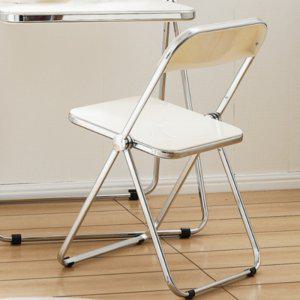 모던 예쁜 간이 접이식 의자 2color 미트센추리 인테리어 투명 크림 컬러 철제 의자