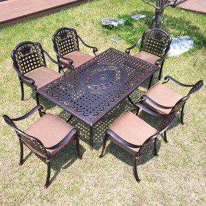 홈스월드 야외용 주물 테이블 의자 6인 세트 카페 정원 테라스 파라솔