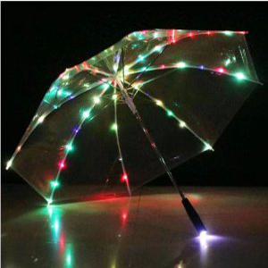 LED 불빛 우산 투명 빛나는 안전귀가 조명 소품