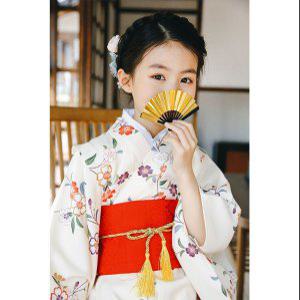 어린이기모노 여아 여자아이 유카타 드레스 일본식 가운 가디건 화이트 공연 의상