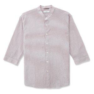 [에스티코] 코튼강연_스트라이프 밴드카라 7부 셔츠 (핑크)