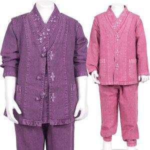 (한정특가) 매듭우리옷 MJ302 아동용 봄가을 조끼+저고리+바지세트 생활한복 개량한복