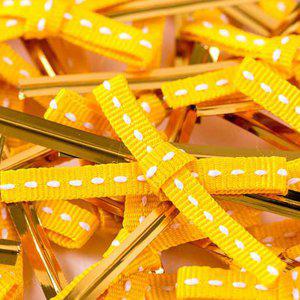 얇은 리본 포장끈(노랑) 벌크 500개 빵끈 타이 옐로우 대용량 비닐 묶기 철사끈 기념일 데이