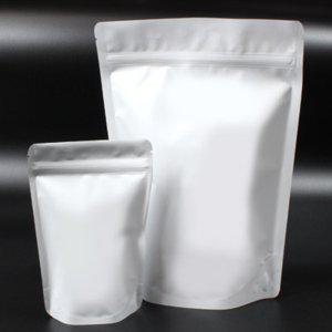화이트 밀봉 지퍼백(19x29) 10장 스탠드형 흰색 소분 봉투 무광 알루미늄 선물 포장 기프트
