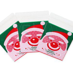 미니 크리스마스 비닐봉투 10x10 100장 산타 OPP 접착식 소형 포장지 선물 단체 어린이 학교 학원