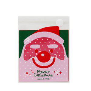 크리스마스 비닐봉투 14x14 100장 산타클로스 OPP 접착식 포장지 선물 단체 어린이 학교 학원