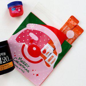 크리스마스 비닐봉투 14x14 50장 산타클로스 OPP 접착식 포장지 선물 단체 어린이 학교 학원