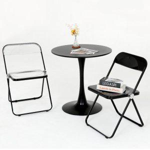 아크릴 폴딩 체어 접이식 의자 스틸 투명 화이트 블랙 인테리어 미드센추리 카페 식당 식탁